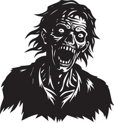  A zombie isolated vector silhouette on white background.