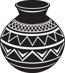 Ancient Greek Vase Vector Silhouette Decorative Amphora with Classic Patterns on a White Background