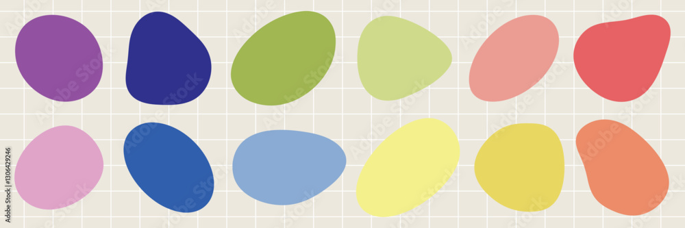 Aufkleber colorful abstract shapes on a grid background. bright shapes in various colors. abstract shapes in p