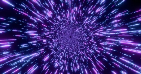 Obraz premium Futuristic glowing bright lines background. Shining neon rays in multicolor. 3D rendering.