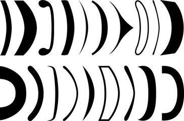 Set of different parentheses or round brackets isolated on white