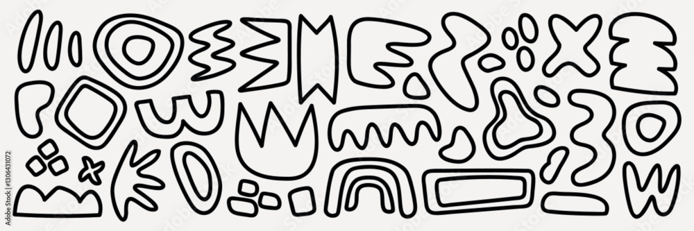 Poster abstract shapes pattern with bold lines. black abstract shapes on white. unique abstract shapes crea