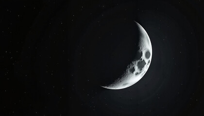Crescent moon in black sky with stars © Inna