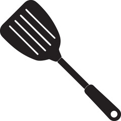 Concave End Spatula Silhouette Isolated Vector Illustration on White Background.