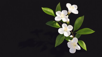 Obraz premium White Blossoms Against Dark Background Close Up Floral Photography