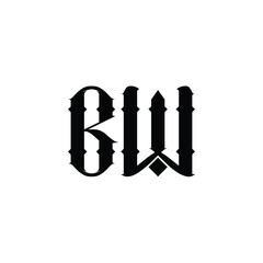 BW monogram logo design letter text name symbol monochrome logotype alphabet character simple logo