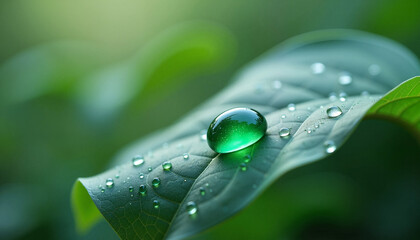Water droplet on green leaf