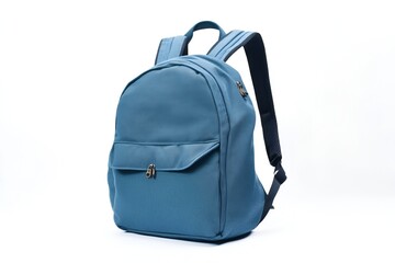 Naklejka premium Blue backpack isolated on white knapsackschoolbagSingle objectSchool item