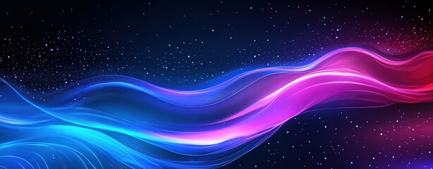 abstract neon background with glowing blue and pink lines on black, virtual scene for presentation, concert poster