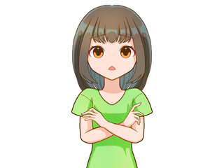 怒っているセミロングの女性1/5