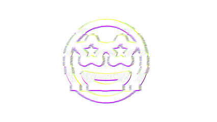 Icon grin stars is distorted. Glitch. Noise, chromatic aberration, geometric distortion