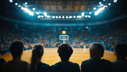 Naklejka premium Spectators at a Basketball Game in a Large Arena
