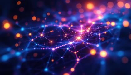 Fototapeta premium Vibrant abstract digital network with neon lights