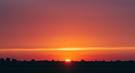 Naklejka premium A 70s retro sunset with a gradient of warm orange and pink hues