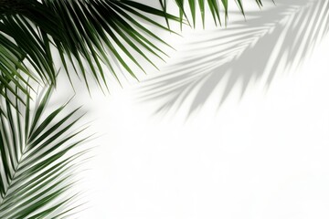 Fototapeta premium Palm Leaves and Shadows on White Background for Summer Vibes