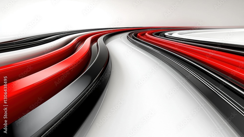 Aufkleber dynamic abstract red black and white lines creating a modern futuristic design