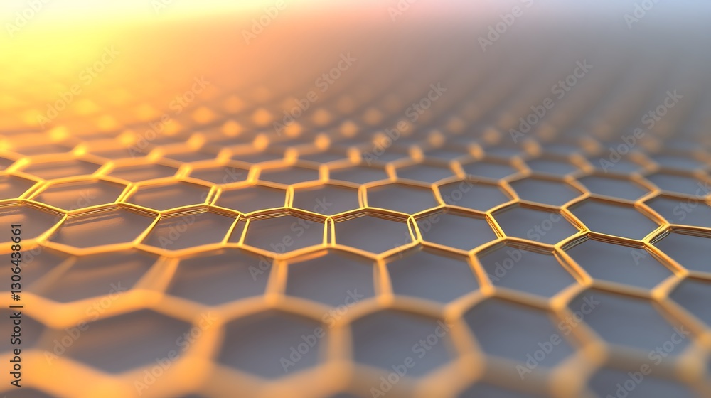 Poster abstract golden honeycomb network pattern background
