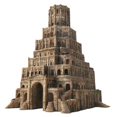 Tower of Babel Architectural Marvel: A detailed rendering of the legendary Tower of Babel, showcasing intricate architectural design and historical inspiration. 