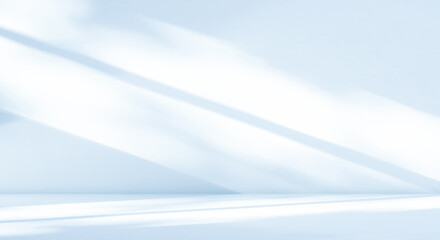 Background Blue light refraction texture overlay on white wall for product present,3D Studio room...