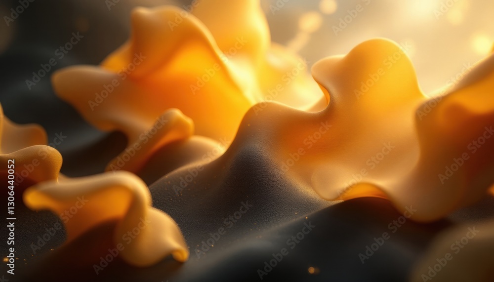 Poster abstract organic waves in golden light creating dynamic and mesmerizing flowing forms