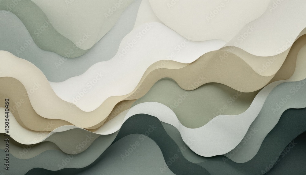 Poster abstract fluid waves in earthy tones with layered textures and soft shapes
