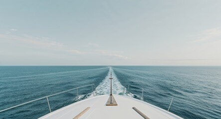 Obraz premium Copy space image of a breathtaking view from the yacht s bow towards the sea.