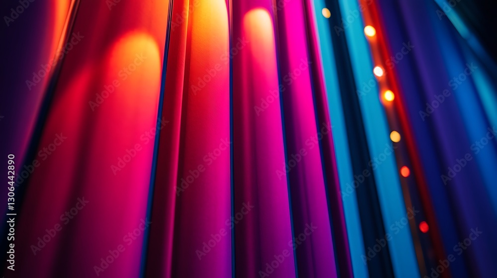 Poster Abstract Colorful Curtain with Light Reflections Creating Visual Intrigue