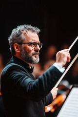 Passionate Orchestra Conductor Leading Symphony with Precision and Grace
