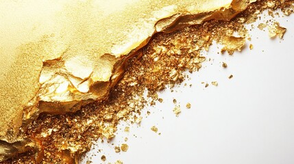 Obraz premium Elegant Gold Paint Swirls on a Pure White Background Creating an Artful and Contemporary Composition