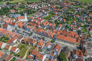 Naklejka premium Die ländliche Stadt Freystadt an der Schwarzach in der Oberpfalz von oben 