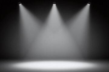 white room with three spotlights on the wall