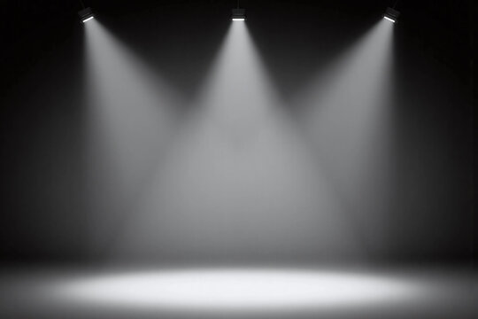 white room with three spotlights on the wall