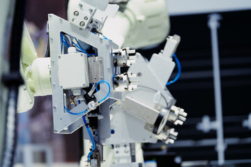 robot arm working in factory
