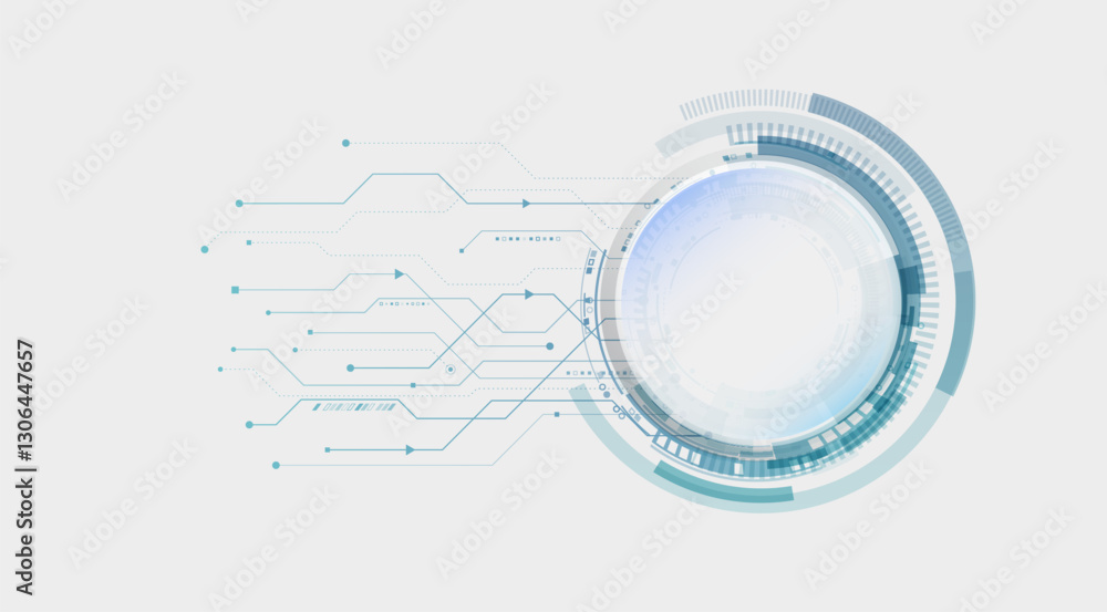 Aufkleber Hi-tech digital technology concept. Illustration of high computer technology on grey background. Abstract futuristic design. Sci-fi, dynamic vector illustration.