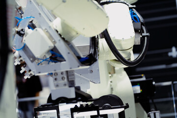 robot arm working in factory