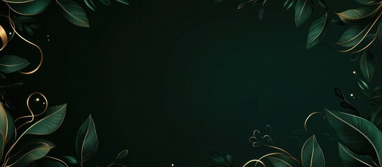 Dark Green Leaf Frame with Gold Vines.