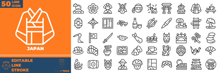 Japan Line Editable Icons set