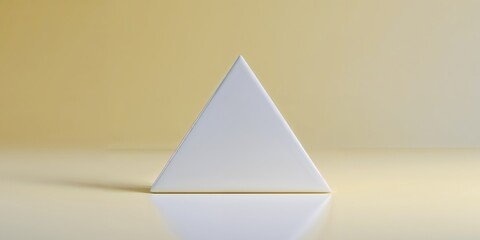 White Glossy Triangle on Yellow Background.