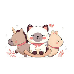 Playful and whimsical cat illustrations in vibrant and minimalist designs