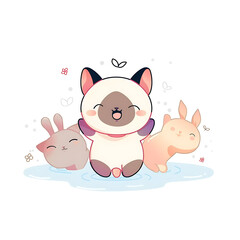 Playful and whimsical cat illustrations in vibrant and minimalist designs