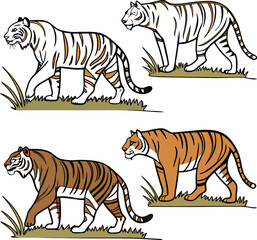 vector illustration of a cartoon tiger