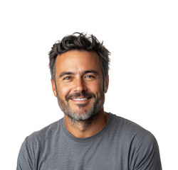 Smiling man portrait bright isolated on transparent background