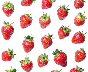 Fresh strawberries food bright isolated on transparent background