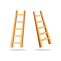 Single wooden ladder vector isolated on white background.