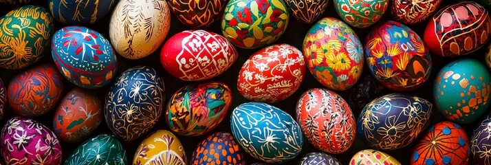 Intricately designed traditional painted Easter eggs