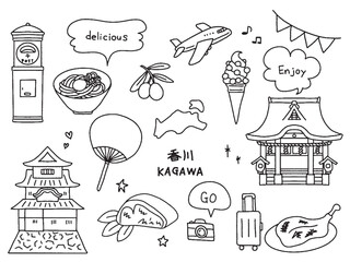 香川の手描きイラストセット