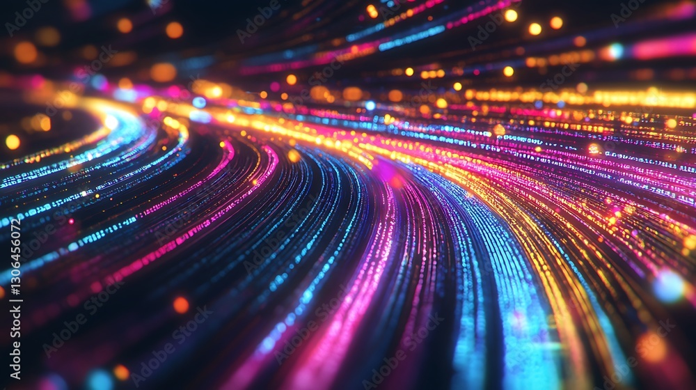 Aufkleber abstract data stream flowing with colorful light trails technology concept