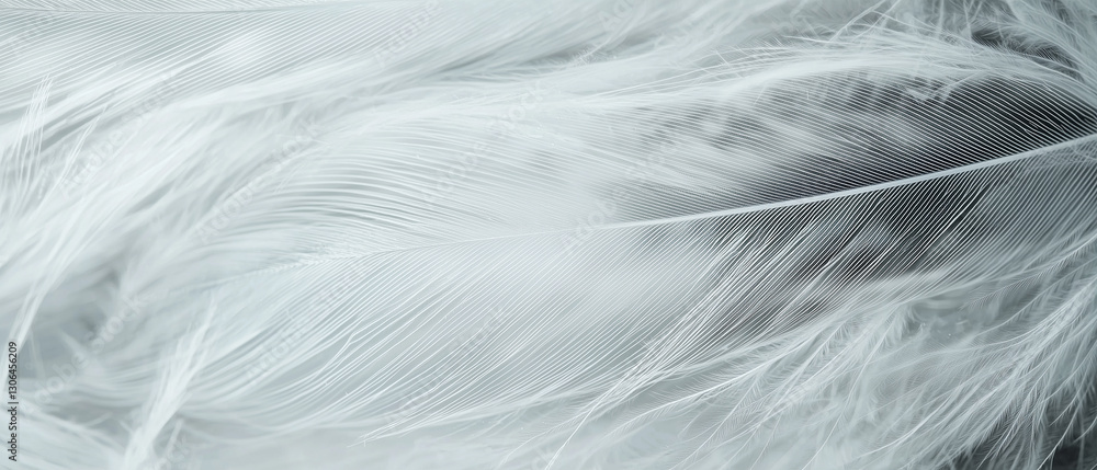 Aufkleber close up of delicate white bird feathers showcasing their soft texture and intricate details