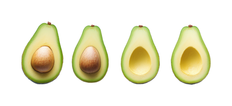 Avocado preparation techniques in kitchen isolated on transparent background