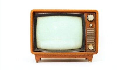 Old television isolated on a white background in retro vintage style